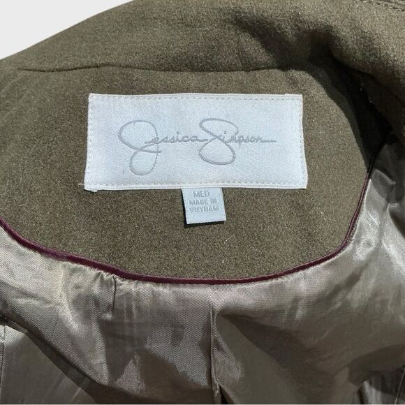 Jessica Simpson Olive Green Military Double Breasted Jacket Coat Women Medium - Picture 4 of 9